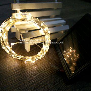 Solar Panel Silver Wire Warm White Decoration Energy Saving Low Voltage Rice Firefly Fairy Light String photo-3
