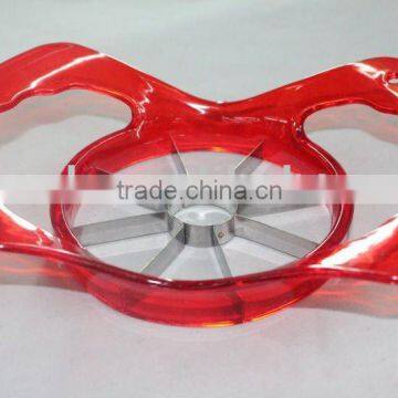 Acrylic colorful plastic apple cutter w/stainless steel blade