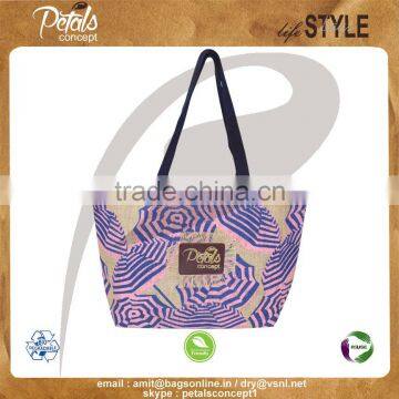 Non laminated jute tote bag with cotton web handle