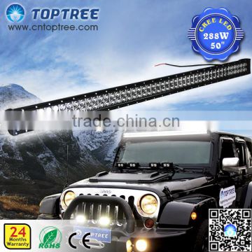 Double row jeep jk wrangler 50 inch led light bar 288w 22000lum led offroad light bar