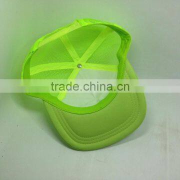 Fluorescent Yellow Trucker Style Snapback Cap With Sponge Mesh Cap photo-6