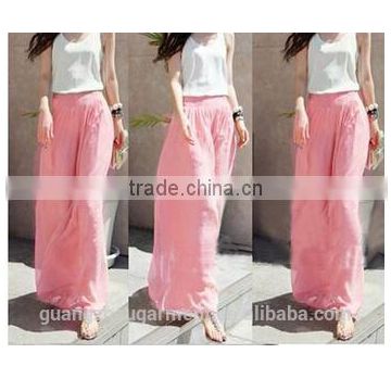 western stylish women's loose chiffon wide leg pants Long trousers