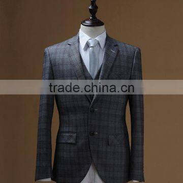 2016 latest design tailored men's suit three pieces business suits grey color wholesale