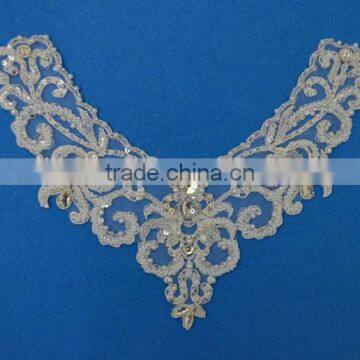Lace Neckline Trim Applique Embroidery Patch Motif Embellishments Decorative Patches