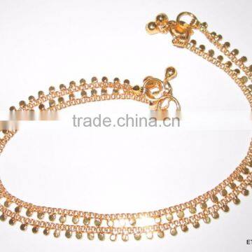 gold TONE CHAIN ANKLETS PAYAL pair foot chain