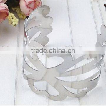 Elegant Metal Floral Bracelet Bangles, Silver Charm Hollow Flower Bangle Vners Jewelry photo-3