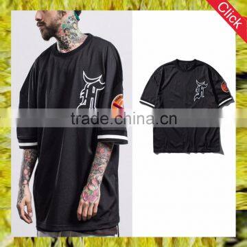 2017 hotsale top design custom hip hop baseball t shirt ment shirt embroidery logo wholesale china manufacture