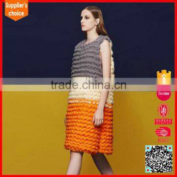 New design custom sweater vest sleeveless knitting needle for lady