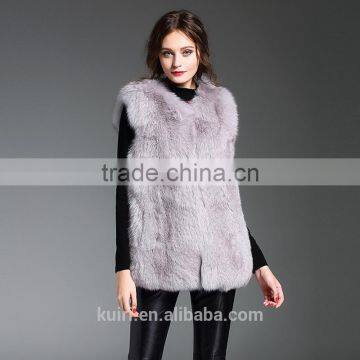 Women Womens Winter Vest Genuine Leather Fox Fur Vests Woman Fur Coat Jacket photo-2