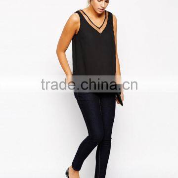 Maternity Vest With Sheer Insert And V Neck 2015