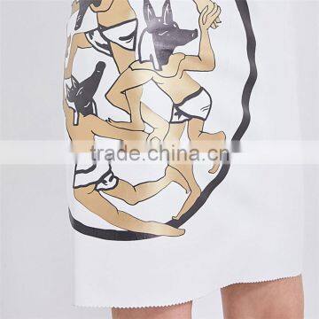 Girls Wearing Images Tight Faux Leather Short Pencil Skirt With Dancing Wolves photo-5
