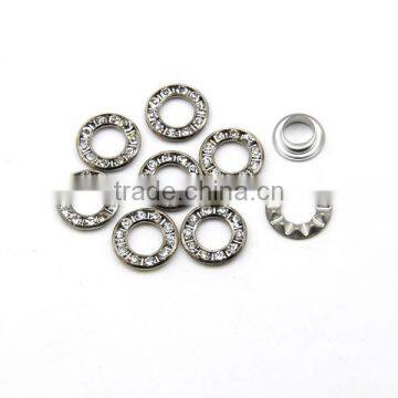 3 Colors 12mm Round Metal Brass Rhinestone Eyelets Crystal Diamond Grommets Glass Eyelets RE-12mm-001 photo-2