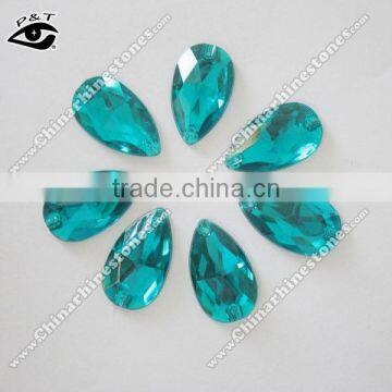 Sew on Stone Acrylic Rhinestone Flat back Tear Drop 17x28mm Green Blue zircon Color for dresses