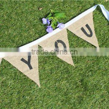 Shabby Vintage Rustic Style THANK YOU Banner, Cute Hessian Wedding Bunting Banner photo-2