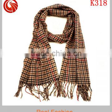 2014 fashion 100% acrylic woven tartan plaid winter men scarf