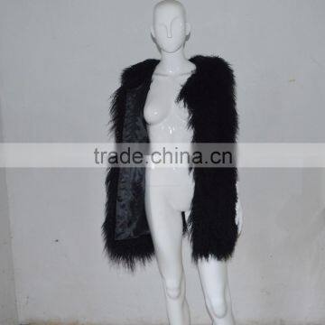 SJ036-01 2017 New fashion Hipe Length Real fur vest for girl or women