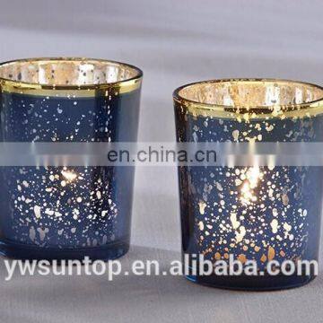 Attractive Romantic Love Blue Mercury Glass Votive Candle Holder For Wedding Baby Shower Party Decoration