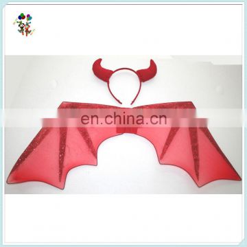 Red Devil Evil Party Fancy Glitter Costume Wings with Horns Headband HPC-0819