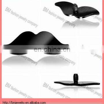 Grade 23 Titanium Black Mustache Micro Dermal Anchor Top Piercing Jewelry