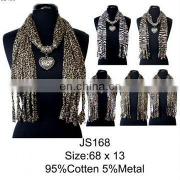 Hot sale Animal Print Scarves with heart jewelry pendants wholesale