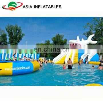 Inflatable Three Slide Bouncers Water Park Games, Inflatable Water Park With Pool and Slide
