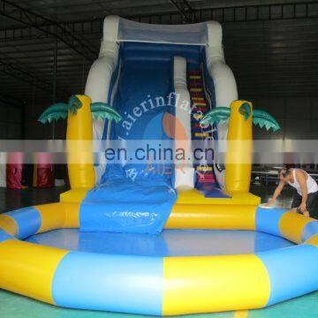 popular design inflatable water pool slide outdoor summer slide with pool