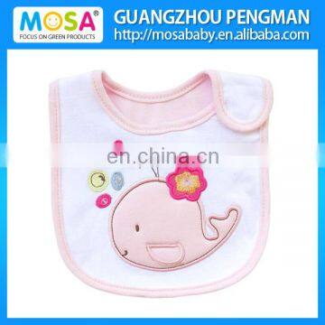 2015 Popular Stripe Cotton Water-proof Baby Bib Pink Whale For Girls