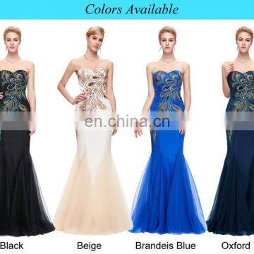 Grace Karin Full-Length Strapless Sweetheart Black Mermaid Peacock Prom Dress GK000080-1 photo-5