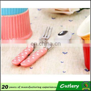 short and long wooden round handle spoon/spoon and fork set with wooden handle for Western-style food Cutlery Set (HH-spoon-102)