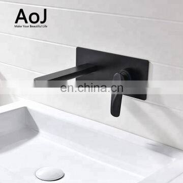 Commercial wall mounted  vanity mixer tap black washing basin faucet