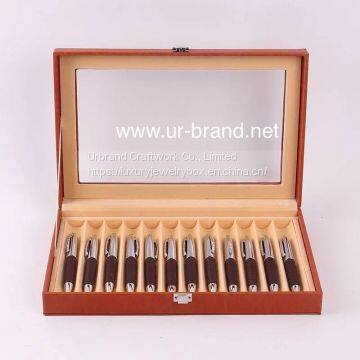 High Quality 12 Slots Leather Pen Box Fountain PenDisplay Box Wholesale,wooden Pen Box With Custom Logo photo-2