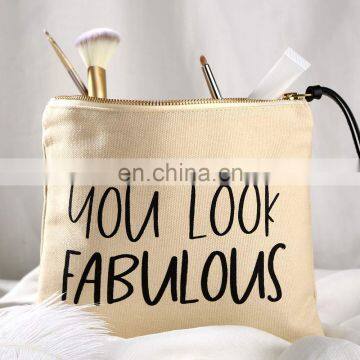 Canvas Makeup Bag Large Canvas Cosmetic Bag Zipper Pouch Toiletry Travel Bag for Birthday Gift