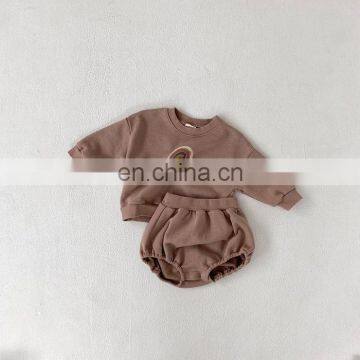1-3years Spring Autumn New Baby Children's Suit Printed Rainbow Sweater & Baby pp Short Two-piece Suit Outfits photo-3