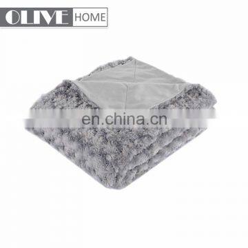 Low Price Supet Soft Comfortable Faux PV Fur Mink Blanket With Brushed Rose Pattern photo-4