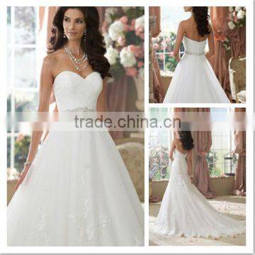 2014 New Arrival Sweetheart Ball Gown Appliqued Wedding Dress