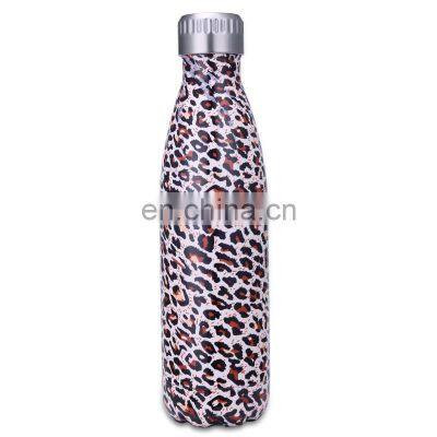 GINT 500ml Portable Double Wall Vacuum Leopard Print Cola Shape Water Bottle