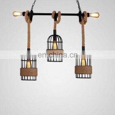 Iron Birdcage Hemp Rope Lamp Environmental Creative Decoration for Coffee Shop Bar Dinning Room Lamp Restaurant Lighting Decora photo-2