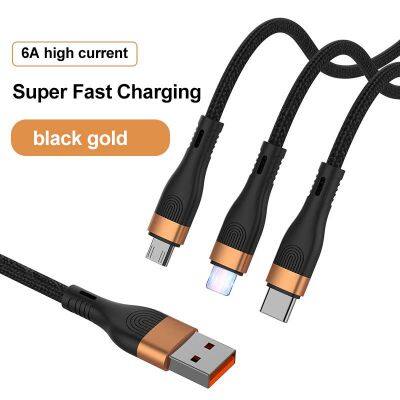 Factory Customized Fully compatible 6a fast charge fast charging 3 in 1 Type c usb data cable For Apple for Android for huawei