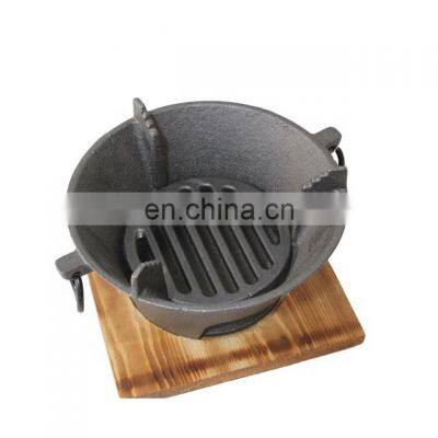 Round diameter 40cm cast iron barbecue camping charcoal bbq grill