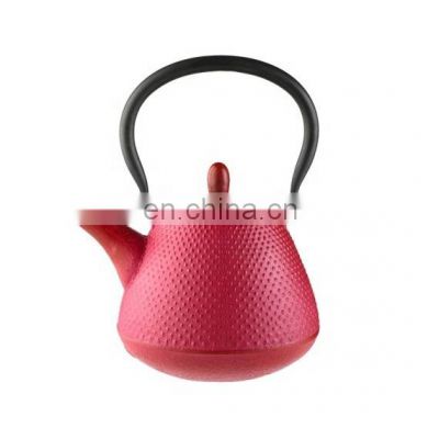 Dark-red enameled 600ml cast iron teapot with stainer