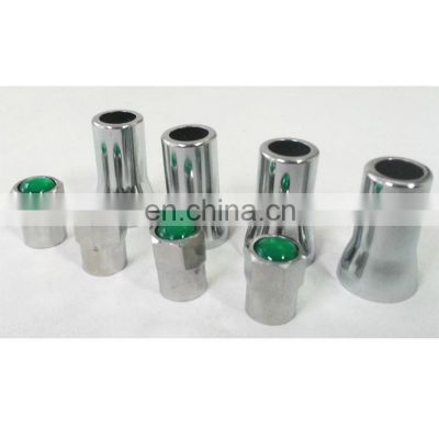 TPMS Green Top Nitrogen Tire Valve Stem Cap Sleeve Cover Chrome Set