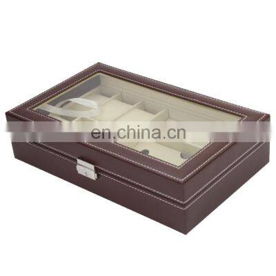Multi-grids PU Leather Watch Storage Box Glasses Organizer Jewelry Bracelet Case Display Holder