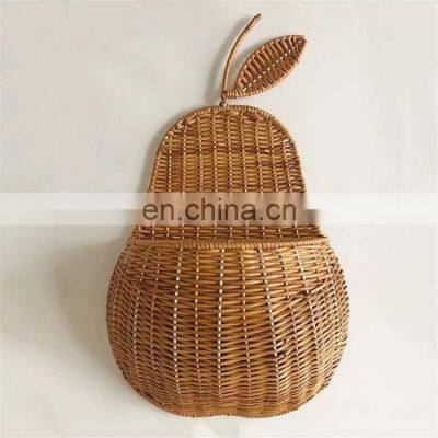 Hot sale Rattan Wall Basket Handwoven Fruit storage Flower Pot Hanging