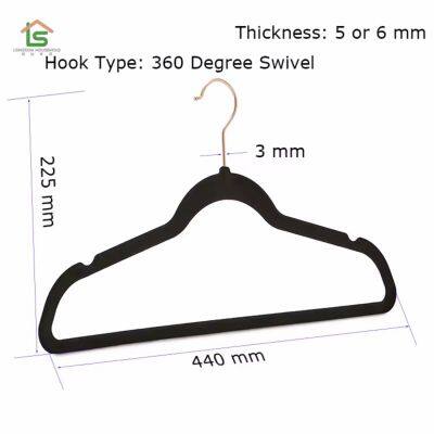 BSCI Certificate Wholesale Black Color Flocking Felt Hangers for Clothes Trousers Velvet Hanger photo-3