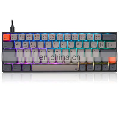 GK64 Hot-swappable 60% Gateron Optical Switch Oem Rgb Keyboard Usb Mechanical Desktop 64 USB Type C Jk Piano Keyboard Wired