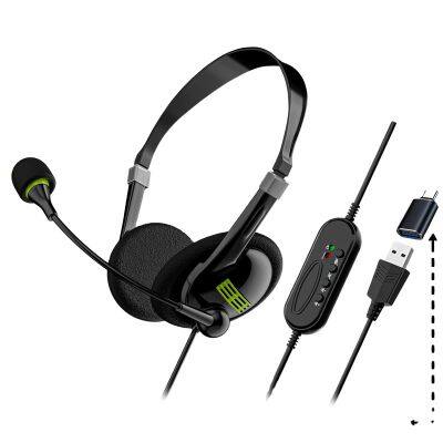 New  USB Headset with Microphone for PC 3.5mm Business Headsets with Mic Mute Noise Cancelling for Call Center Headphones