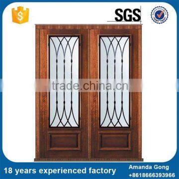 Modern Fashion Solid Flat Top Wrought Iron Double Swing Door photo-4
