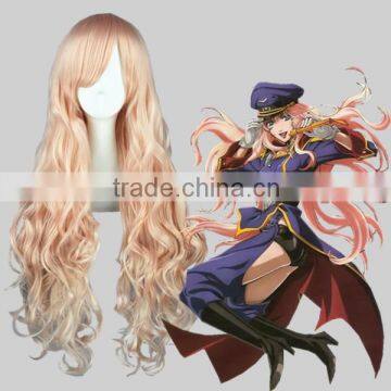 High Quality 80cm Long Wave Macross Series-Sheryl Nome Light Pink Synthetic Anime Wig Cosplay Hair Wig Party Wig