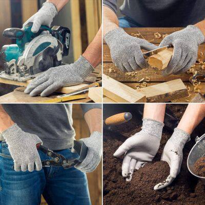 Cut Level 5 Gloves Explained ANSI A5 13G HPPE Liner PU Coated Kevlar Glass Proof Gloves Wood Chopping Gloves