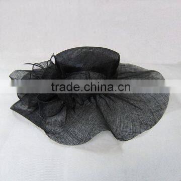 Black Wide Brim Organza Church Hat